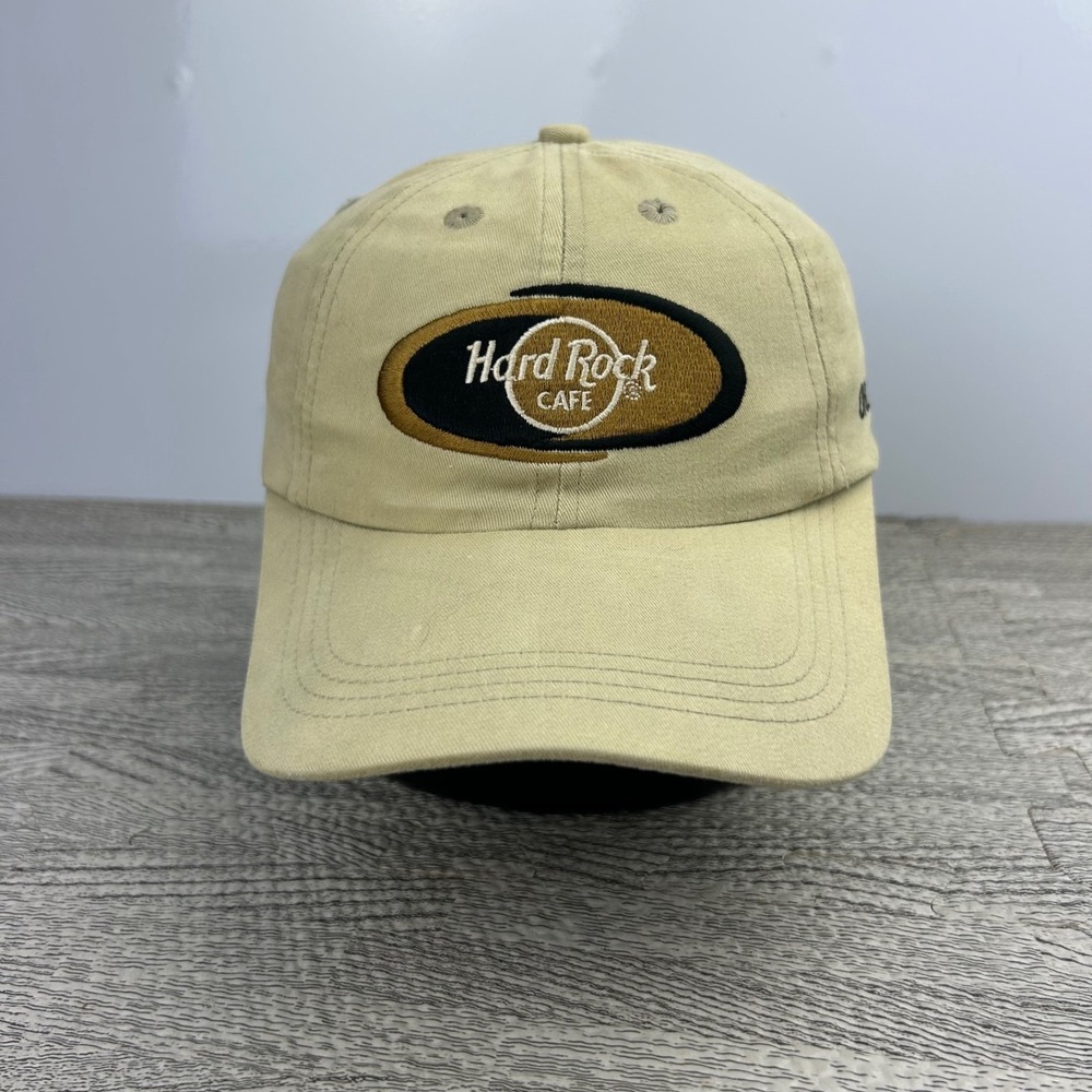Vintage 90s Hard Rock Cafe‎ Orlando Hat Cap Strap Back Adjustable Tan Adult